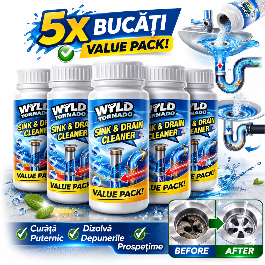 Pachet de 5 BUCATI - Soluție Desfundat Țevi cu Putere Profesională! 💧Curățare Rapidă și Eficiență Maximă!